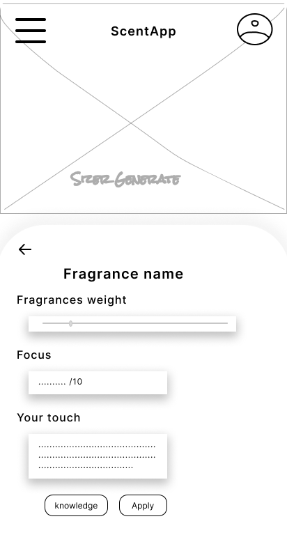 Low-fi sizer page